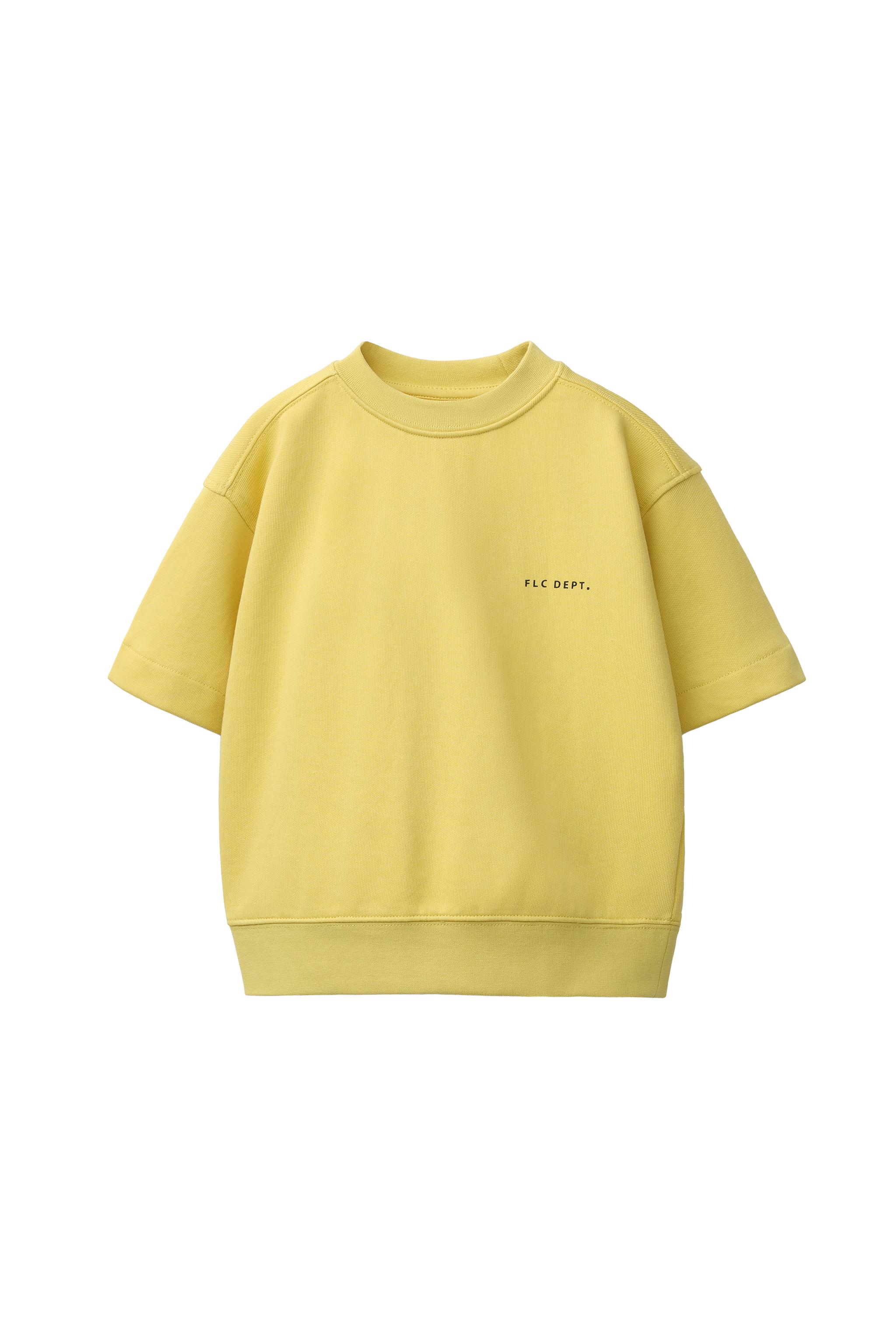 SHORT SLEEVE RAISED TEXT SWEATSHIRT — Yellow (alternate view)