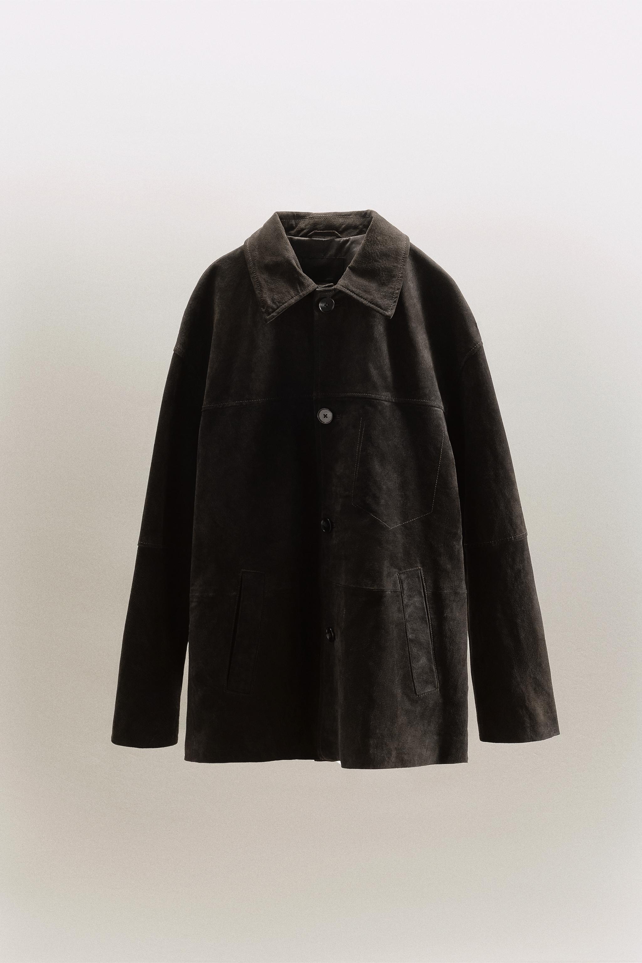 JAQUETA OVERSIZE DE COURO SUEDE 100% - Ferrugem | ZARA Brasil