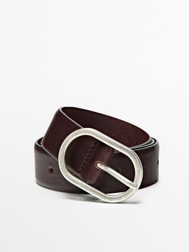 Zara Nappa leather belt with oval buckle - 780 - Image 0