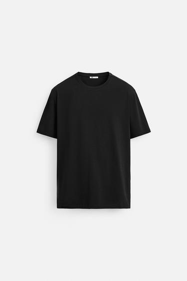 Zara BASIC SLIM FIT T-SHIRT - Black