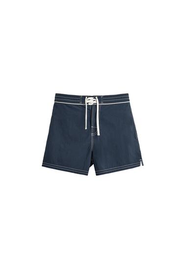 MID-LENGTH SWIM SHORTS WITH DRAWSTRING - Blue by Zara