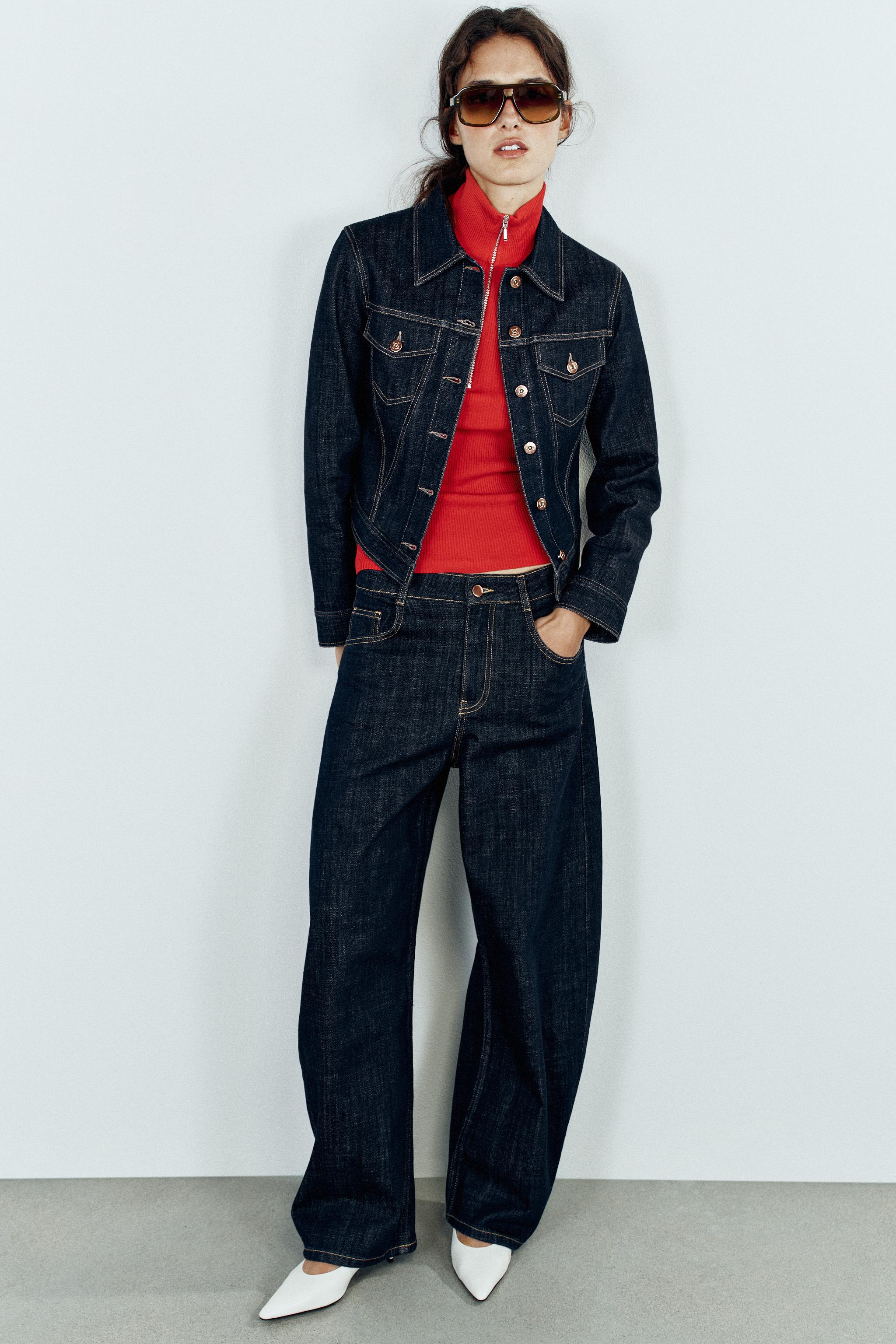 Zara Z1975 barrel yüksek bel arka nakışlı jean