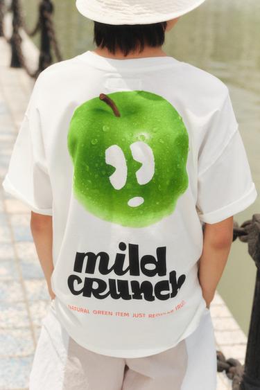 APPLE PRINT T-SHIRT - Light lime green by Zara