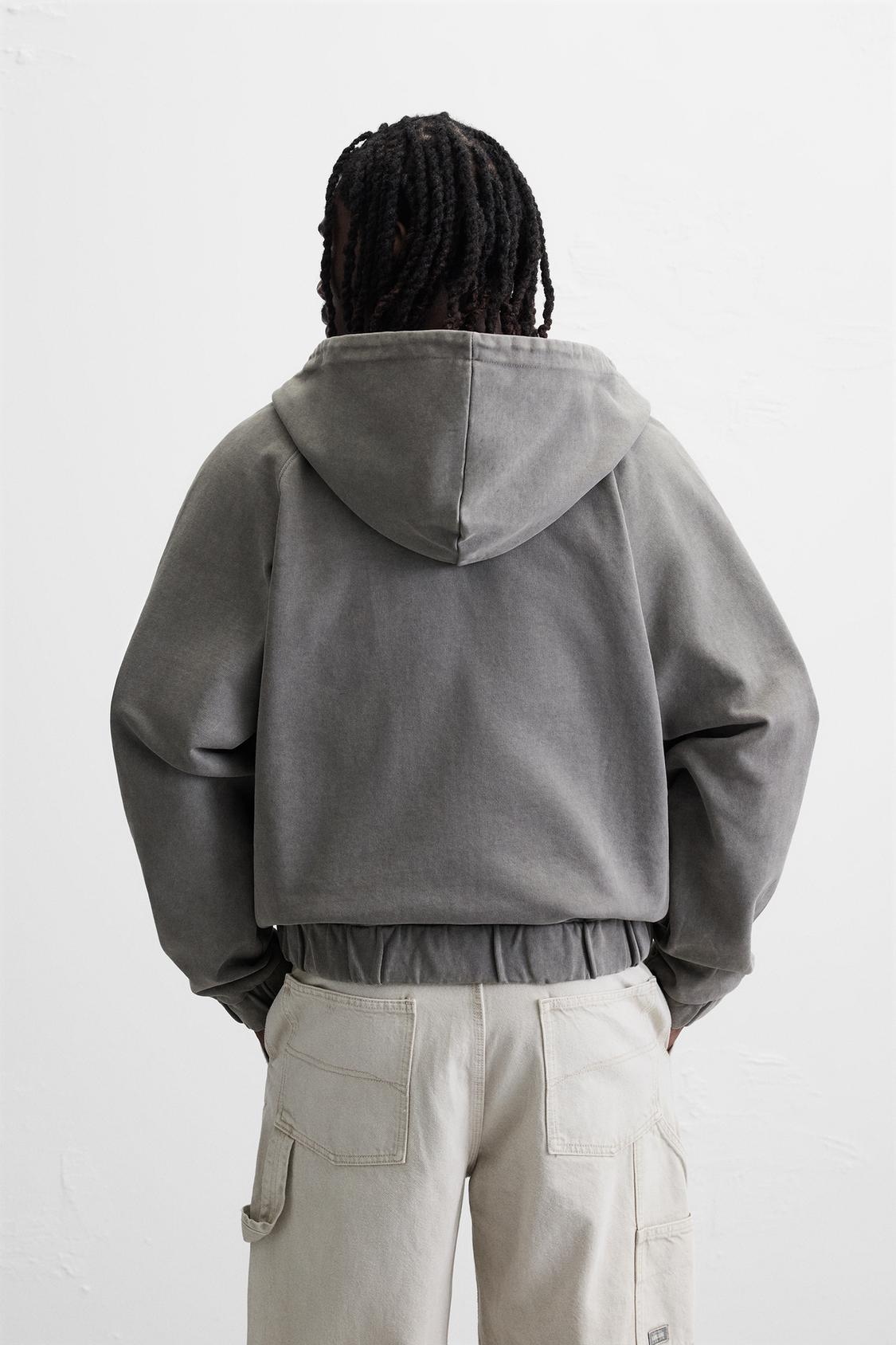 WASHED DETAIL ZIPPERED SWEATSHIRT