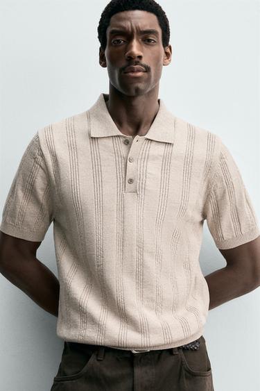 POLO EN MAILLE REGULAR FIT STRUCTURÉ - Écru / Beige de Zara - Image 5