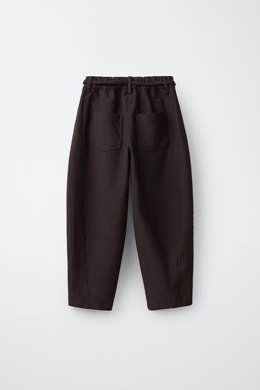 PANTALON BARREL AVEC LACET - Marron de Zara - Image 1