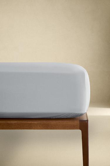 PERCALE FITTED SHEET | 30 CM HIGH (300 THREAD COUNT) - Blue by Zara