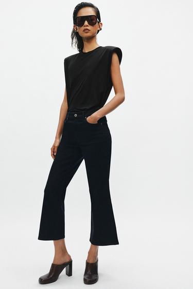 ZW COLLECTION CROPPED FLARE MID-WAIST JEANS - Navy blue by Zara