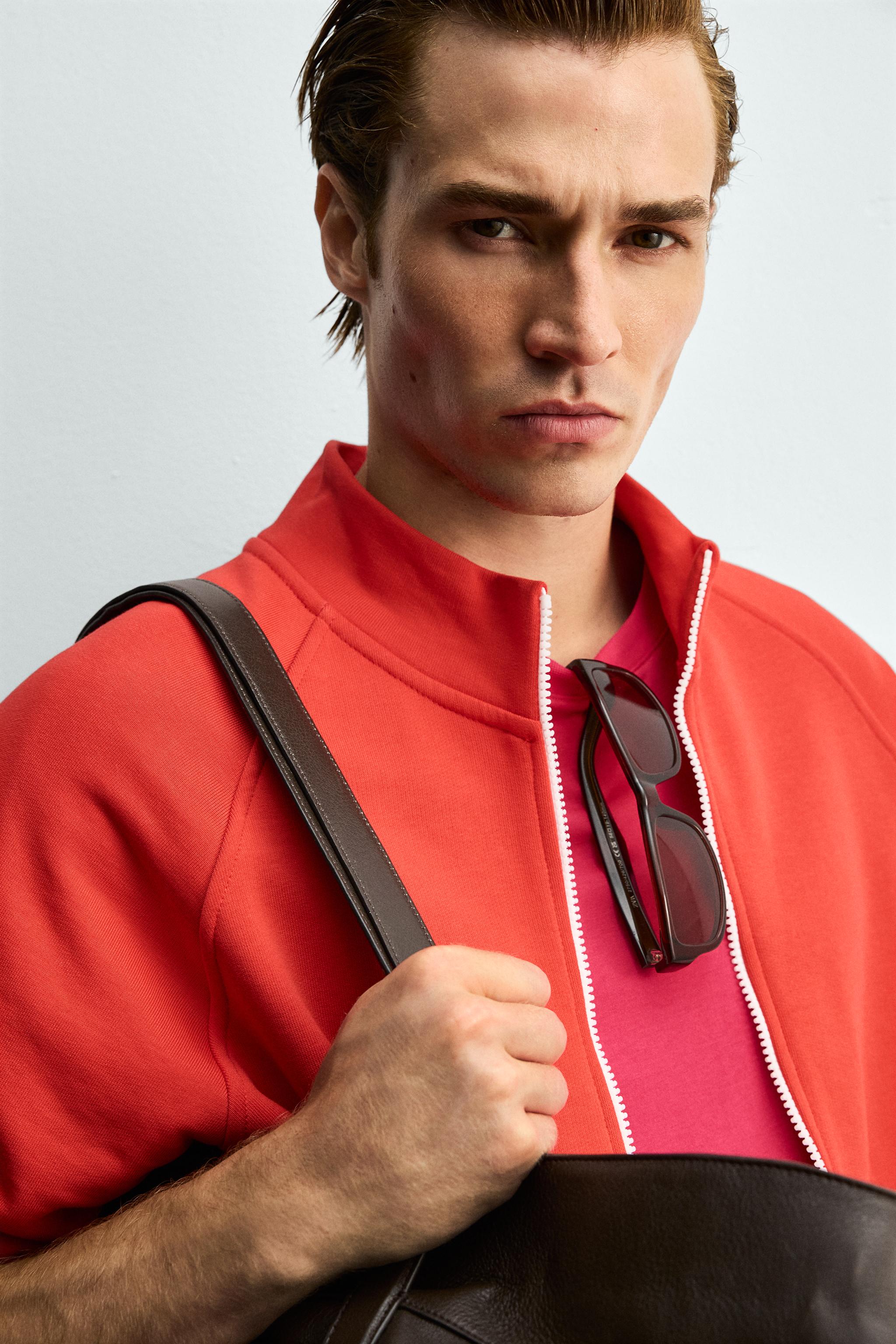 Мужские худи Zara CONTRAST ZIP RELAXED FIT SWEATSHIRT — фото 5