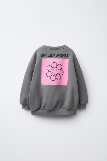 SMILEYWORLD® FLORAL SWEATSHIRT - Grey by Zara - Image 1