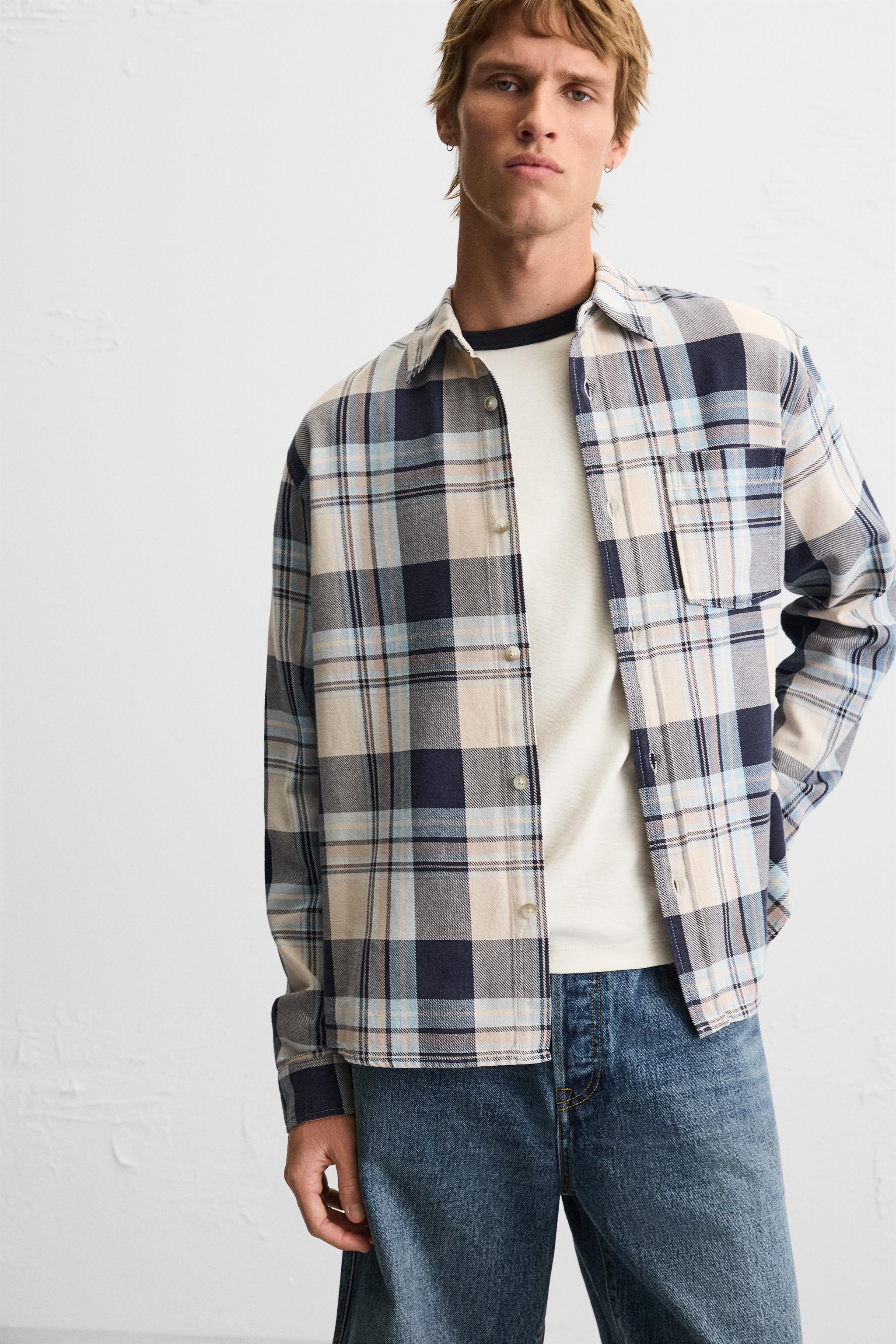 チェック柄シャツ - ネイビーブルー | ZARA Japan / 日本
