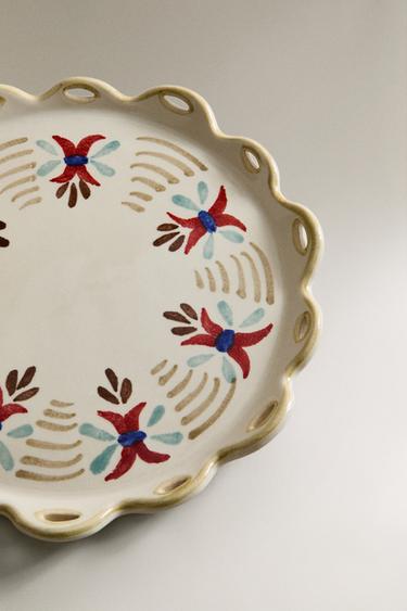 FLORAL CERAMIC DESSERT PLATE - Ecru by Zara - Image 2