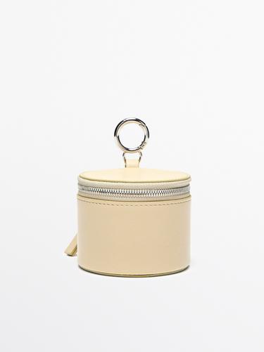 Zara Round nappa leather bag with rhinestones - Biscuit
