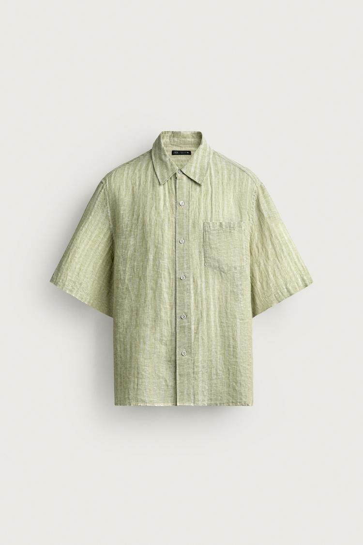 Camisa a rayas jacquard 100% lino 6