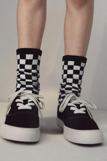 3ER-PACK LANGE SOCKEN MIT SCHACHBRETTMUSTER - Schwarz von Zara