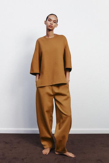 PANTALON COCOON INTERLOCK - Ocre de Zara