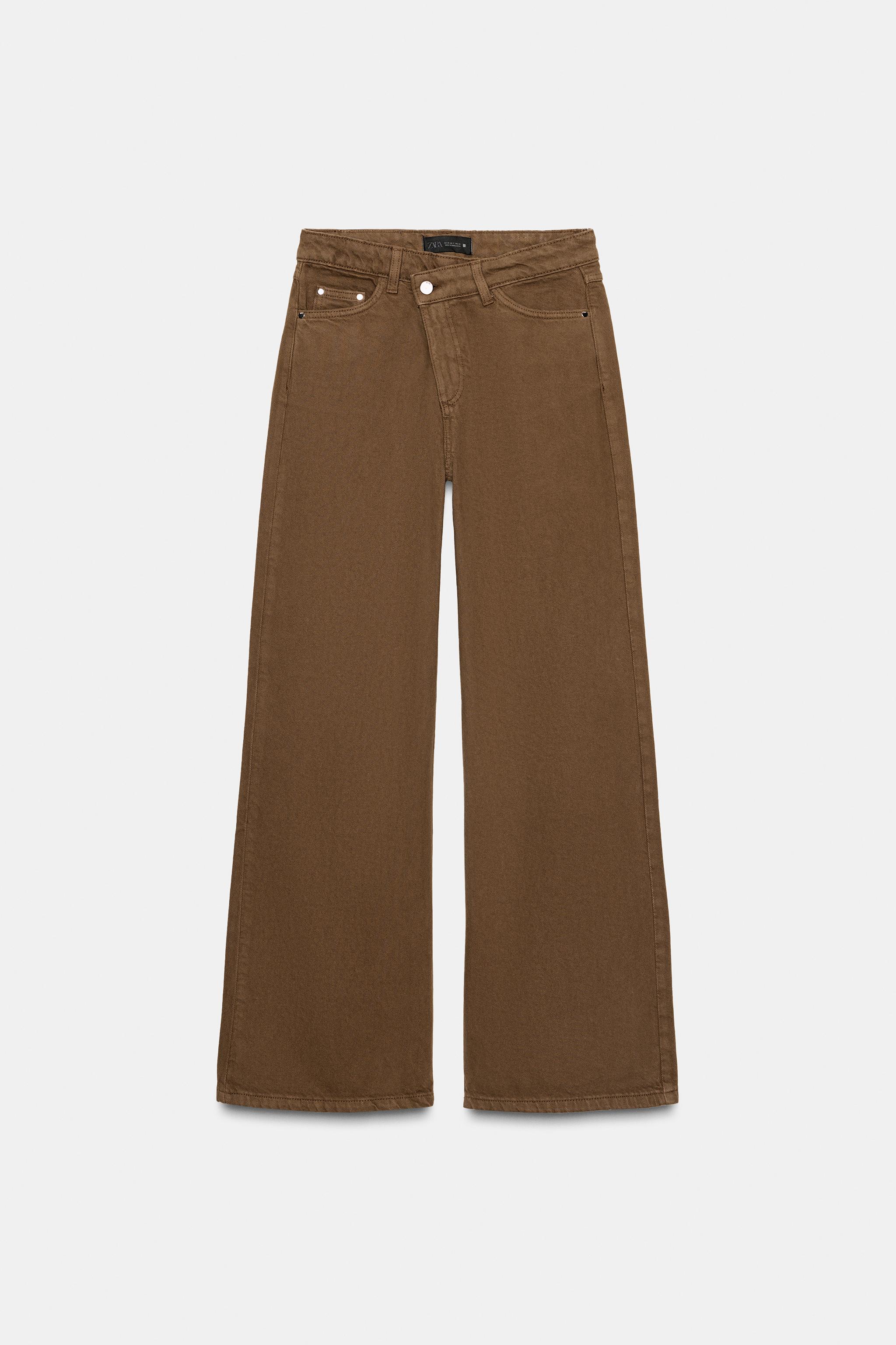 【jin1997】1本目 Z1975 WIDE LEG CROSSED HIGH-WAIST JEANS - Light brown | ZARA