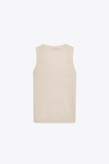 PLAIN KNIT WOOL TOP - Beige by Zara - Image 8