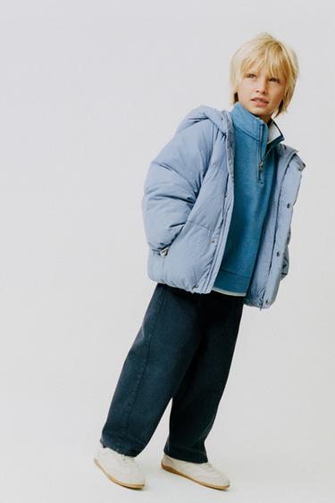 Zara 防潑水 50% 羽毛羽絨外套 - 淡藍色