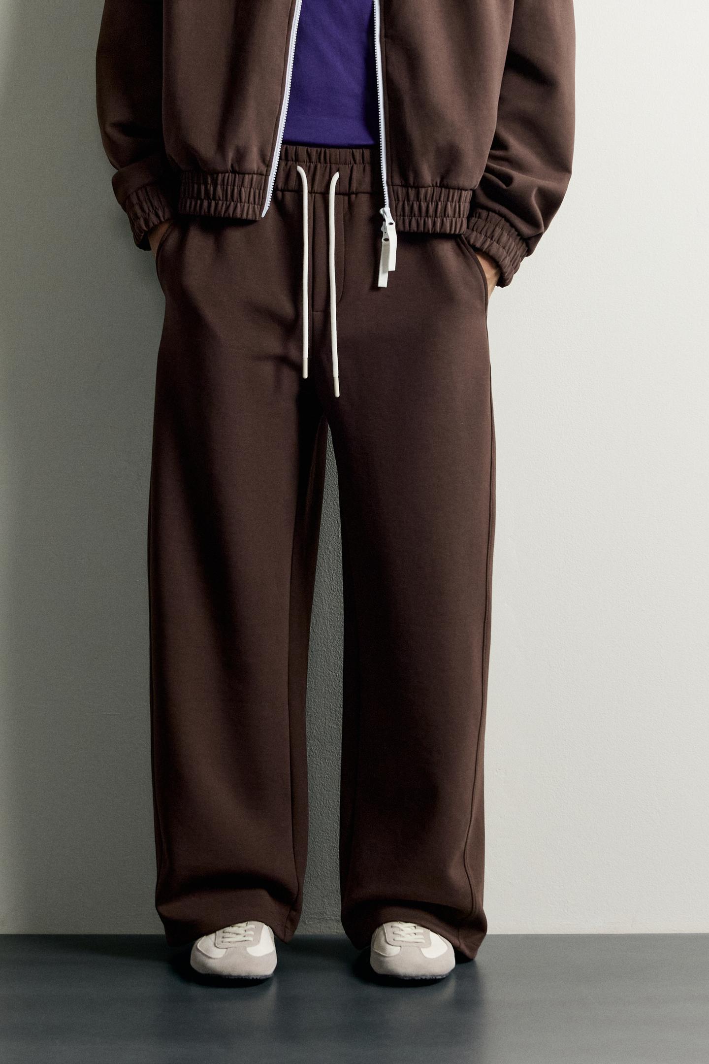 Мужские брюки Zara Relaxed Fit Track Pants, цвет: Коричневый — фото 2