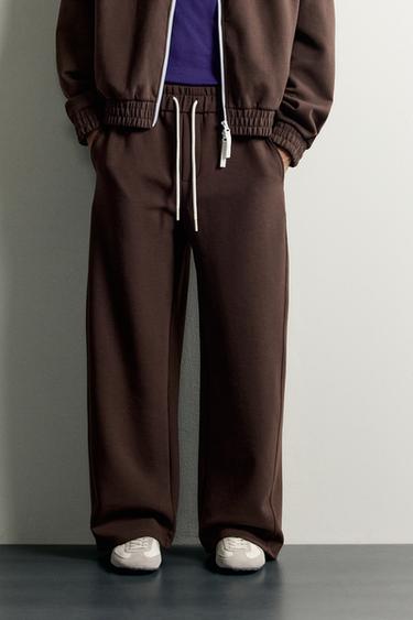 RELAXED FIT TRACK PANTS — Brown 2