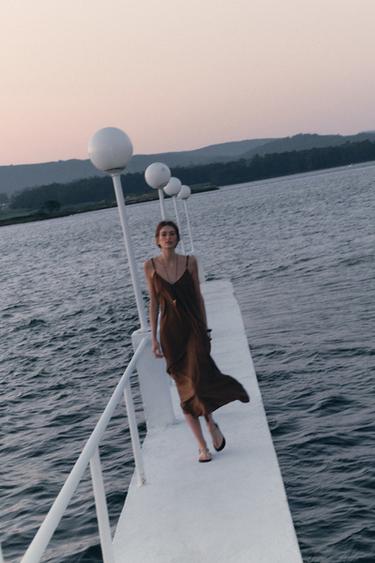 LONG STRAPPY DRESS - Brown by Zara