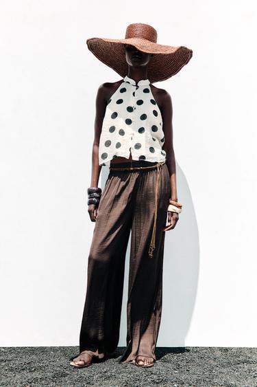 FLIESSENDE WEITE HOSE - Braun von Zara