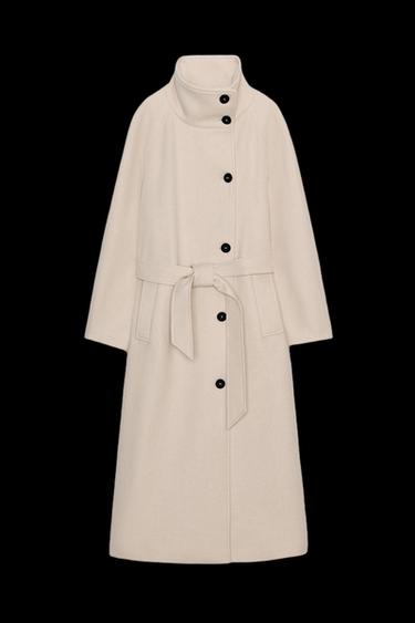 LONG COAT WITH WOOL AND HIGH NECK - Beige by Zara - Image 0