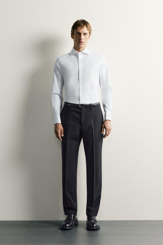 CAMISA SLIM FIT PUNHO COM BOTÃO - Branco da Zara - Imagem 0