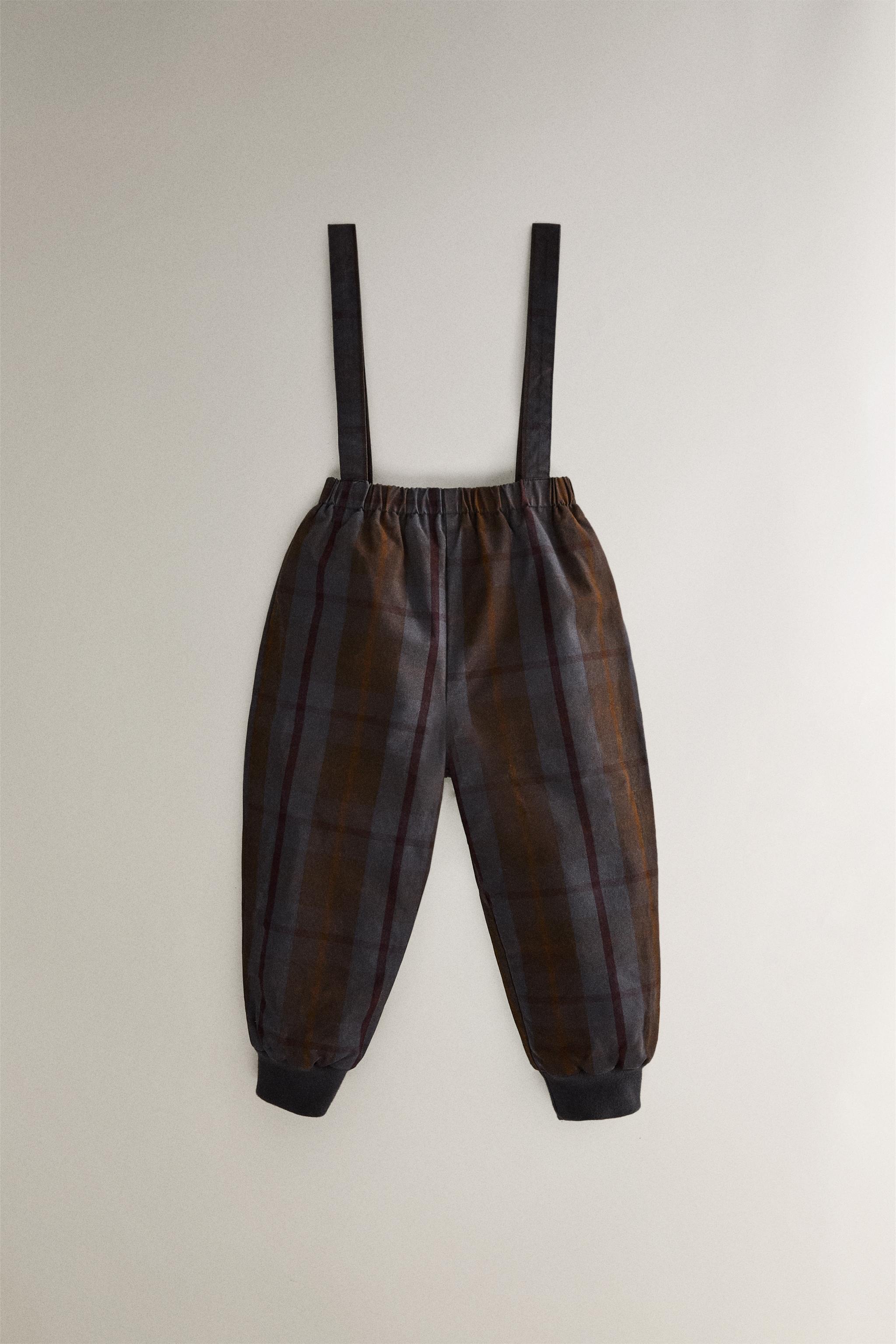 CHILDREN'S TARTAN CHECK DUNGAREES