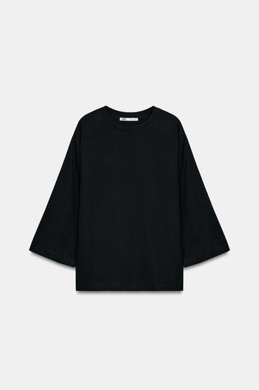 CAMISETA MANGA TRES CUARTOS - Negro de Zara