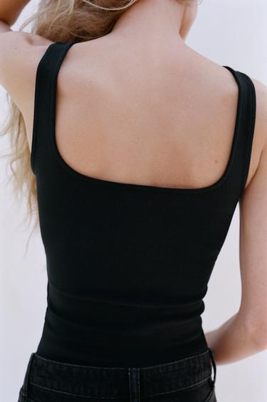 DÉBARDEUR À BRETELLES LARGES - Noir de Zara - Image 2