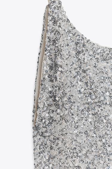 SEQUINNED CAMISOLE DRESS - Silver by Zara - Image 3