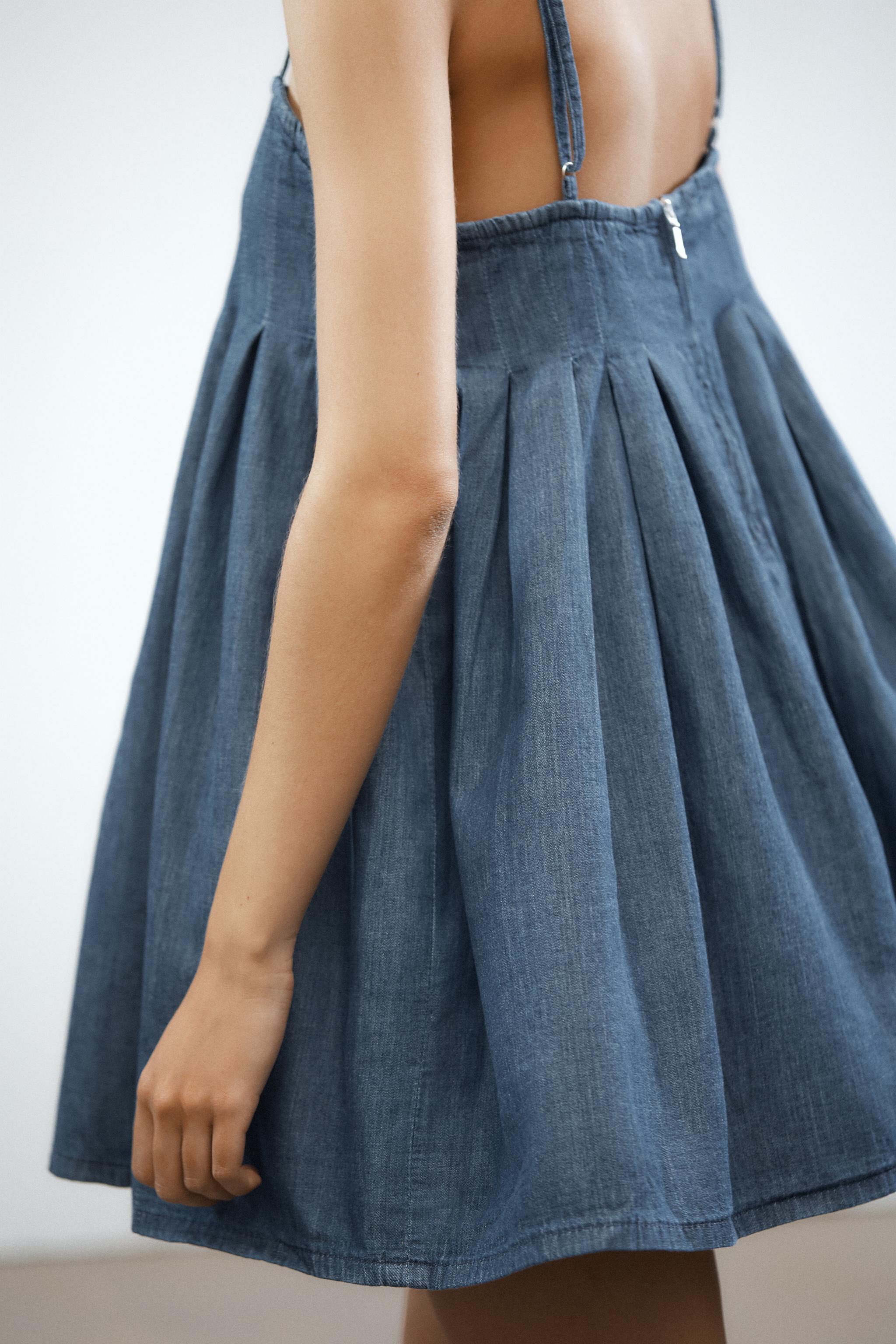 SHORT DENIM TRF DRESS - Navy blue | ZARA United States