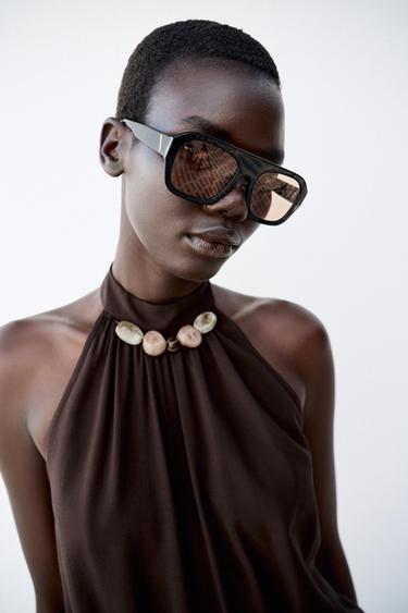 ROBE HALTER FANTAISIE - Marron de Zara - Image 1