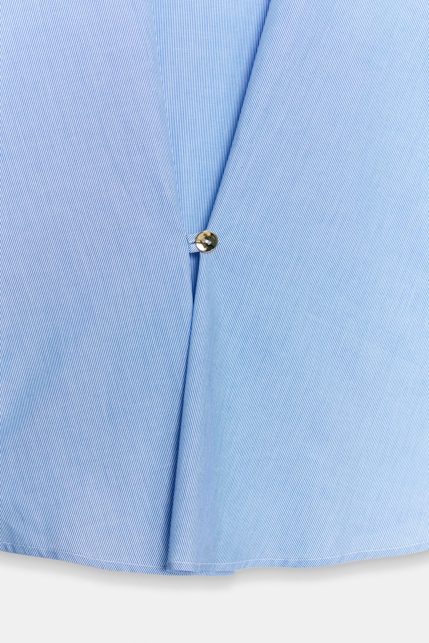 Женская рубашка Zara Darted Shirt with Turn-Up Cuffs, цвет: Синий / Белый — фото 8