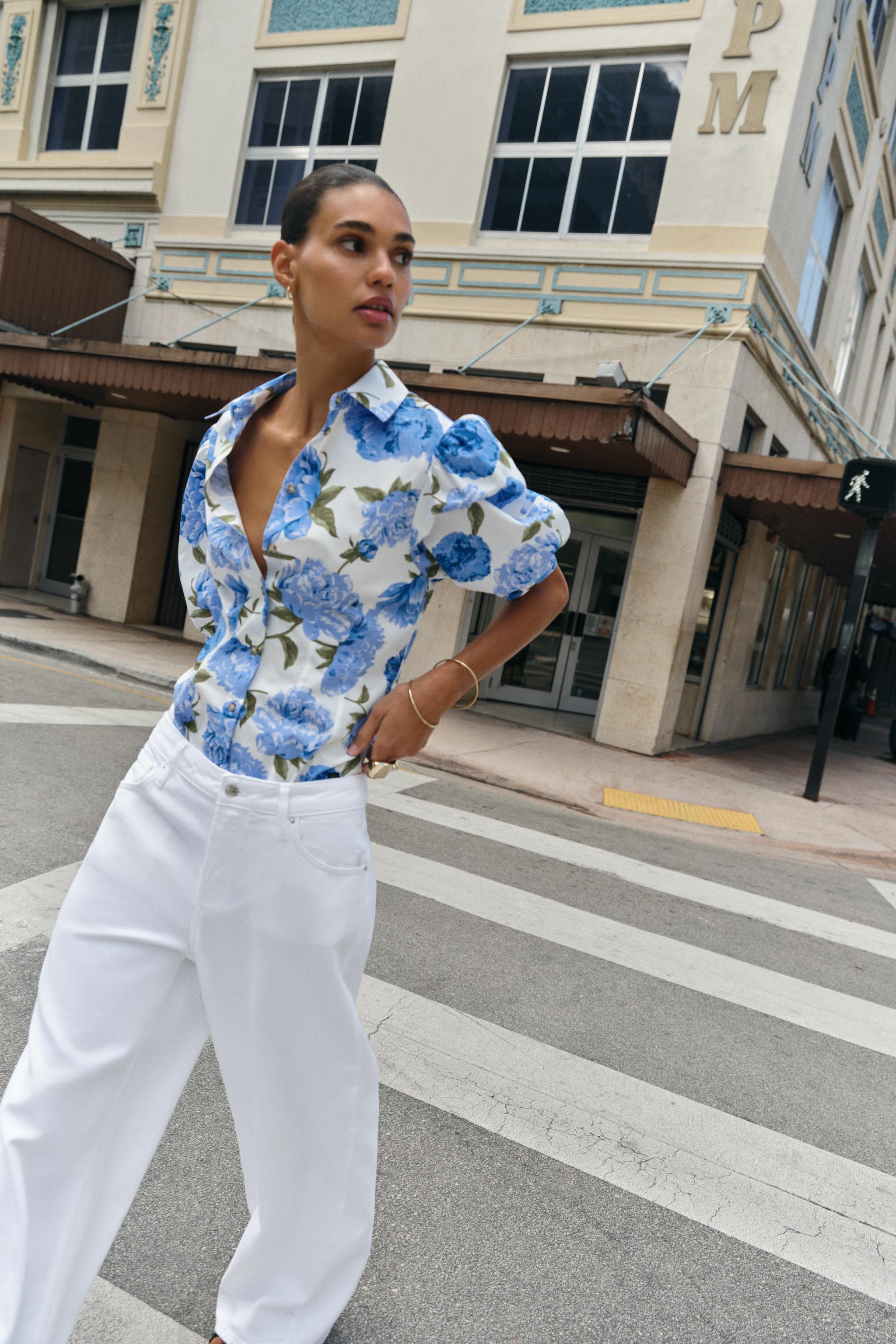 CHEMISE EN POPELINE À IMPRIMÉ FLORAL