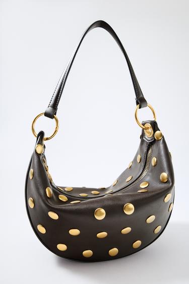 BOLSO MULTIPOSICIÓN TACHAS - Marrón de Zara