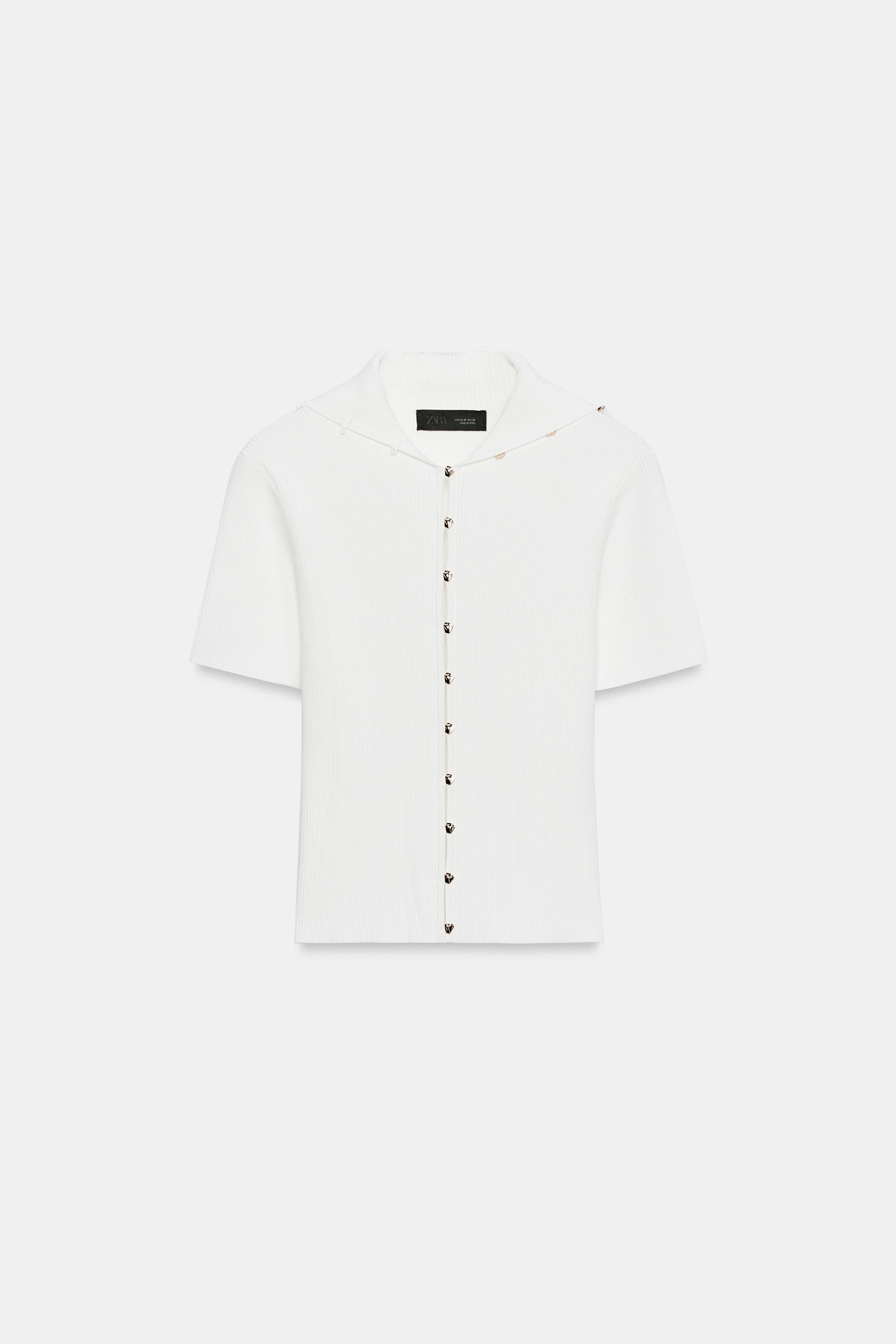 Женские кардиганы Zara GOLD BUTTON RIB KNIT CARDIGAN — фото 6