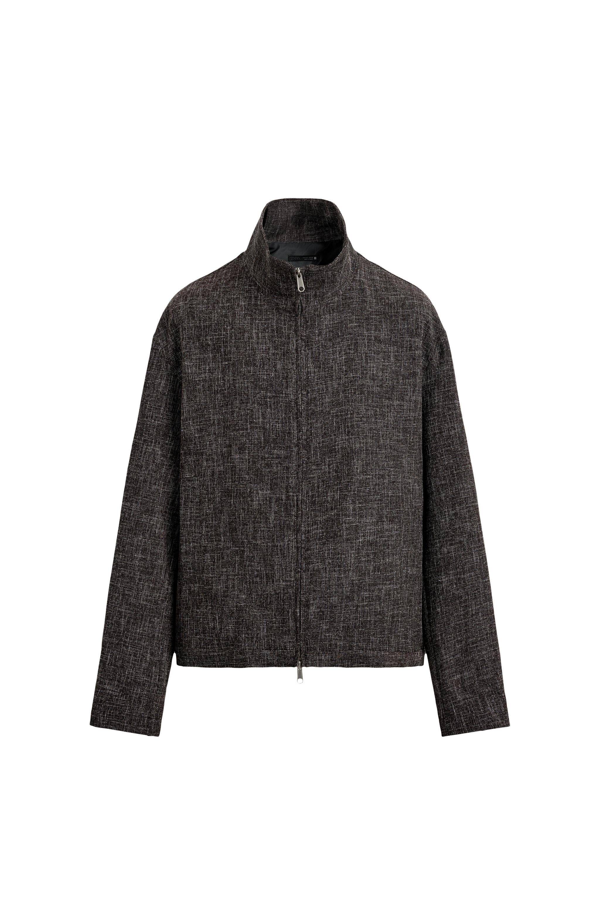 リラックスフィット テクスチャード シャツジャケット - ブラウン