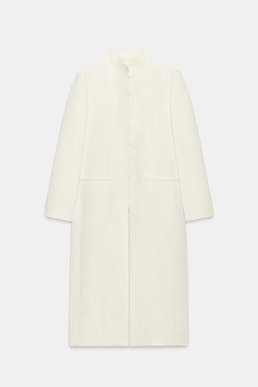 Zara LINEN BLEND FROCK COAT ZW COLLECTION - Ecru