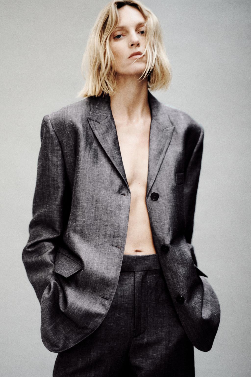 ZW COLLECTION STRAIGHT-CUT LINEN BLAZER - image 2