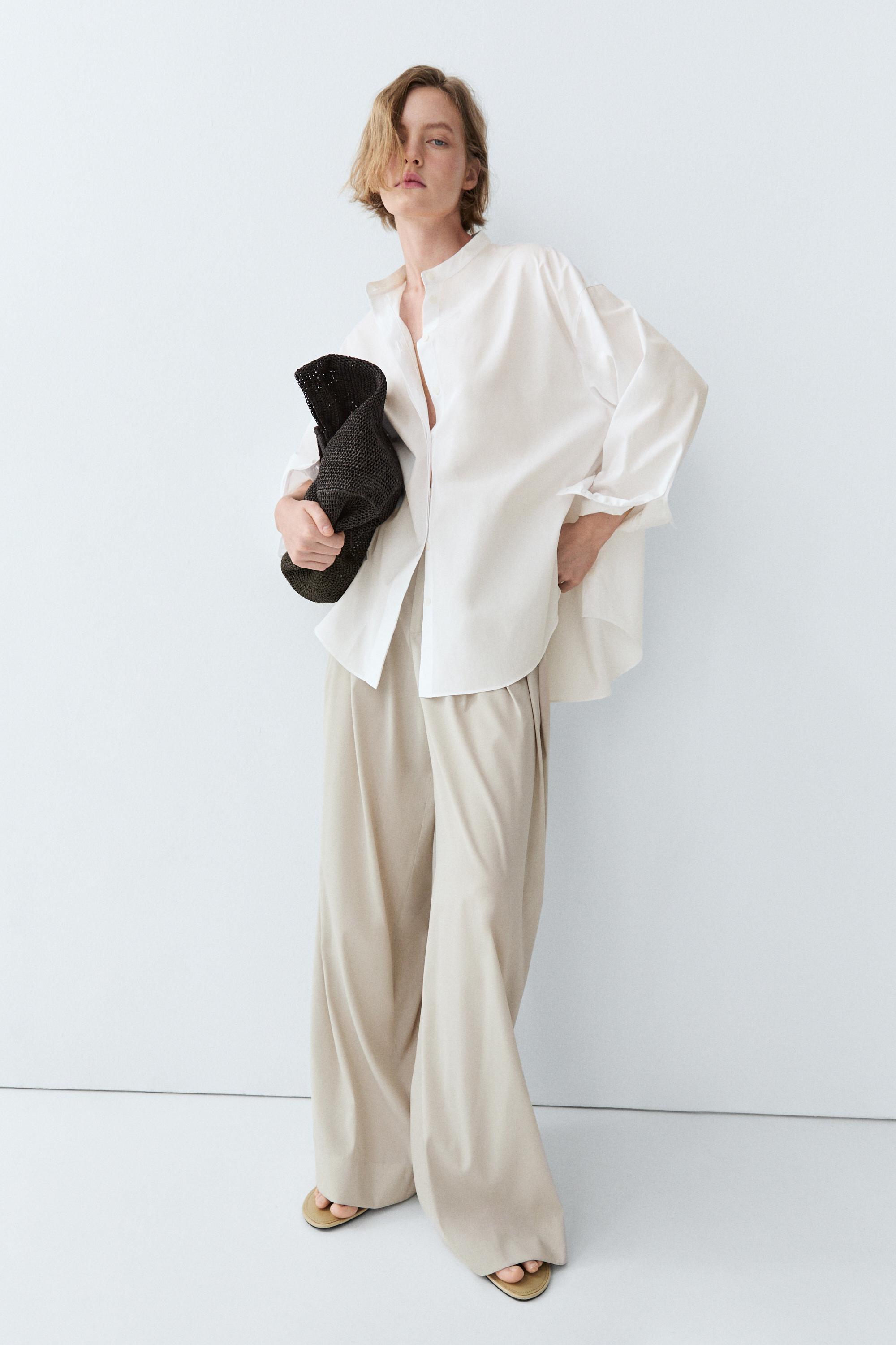 Chemise en popeline col officier