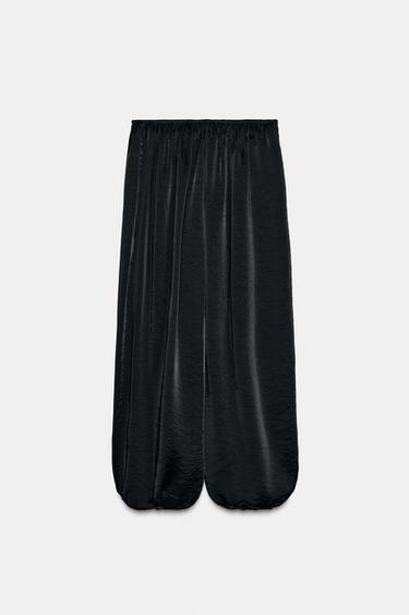 SATIN BALLOON TROUSERS - Black by Zara - Image 6