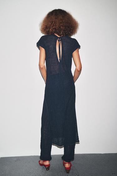 PANTALON EN MAILLE FINE À EFFET FROISSÉ - Bleu marine de Zara - Image 5