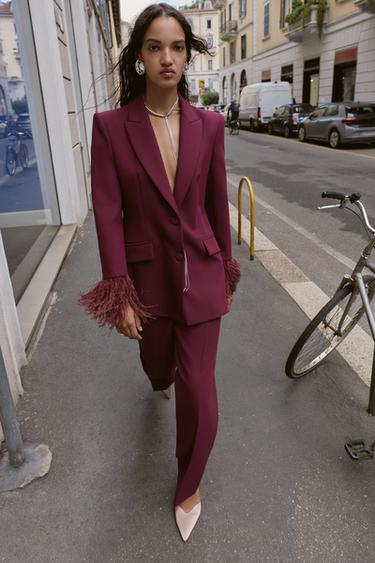 بنطلون مستقيم - بورجندي الخاص بـ Zara - صورة 0