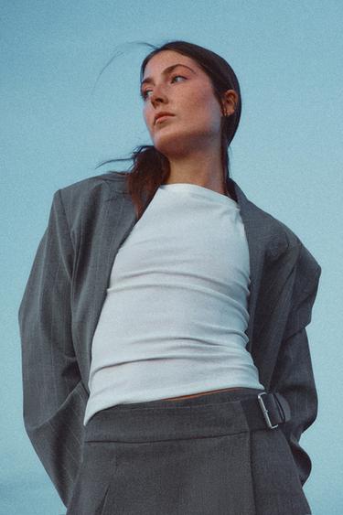 BLAZER OVERSIZE RAYURES BANQUIER - Gris / Bleu de Zara