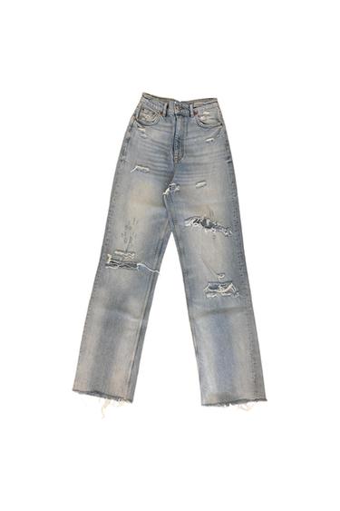 JEANS ZARA 90S FULL LENGTH ROTOS AZUL CLARO