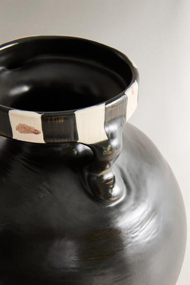 VASE GRÈS PEINT - Marron / Écru de Zara - Image 2