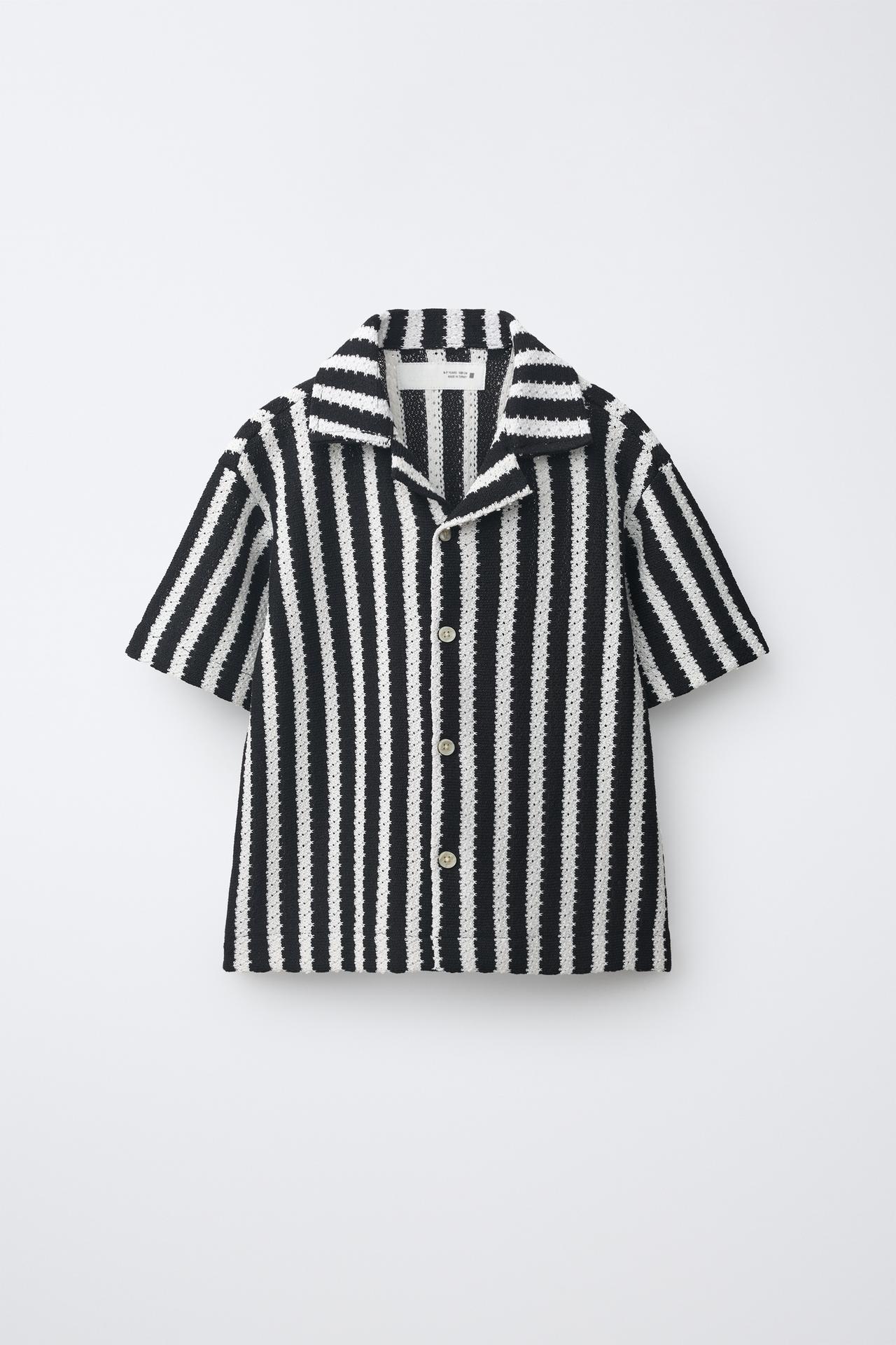 STRIPED KNIT SHIRT — Black